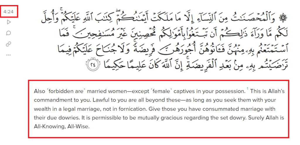 Quran 4 24 Marrying Slave Women Islam Compass